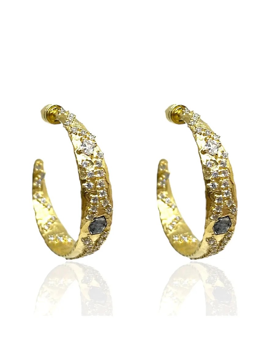 Tat2 Designs Cosa Hoops in Gold & Vintage Silver