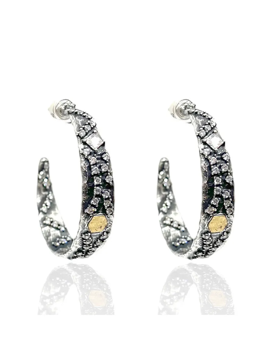 Tat2 Designs Cosa Hoops in Vintage Silver & Gold