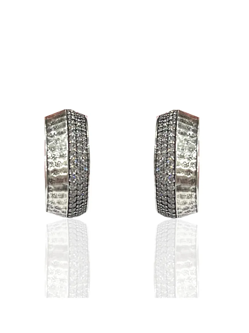 Tat2 Designs Pave Noma Hoops in Vintage Silver