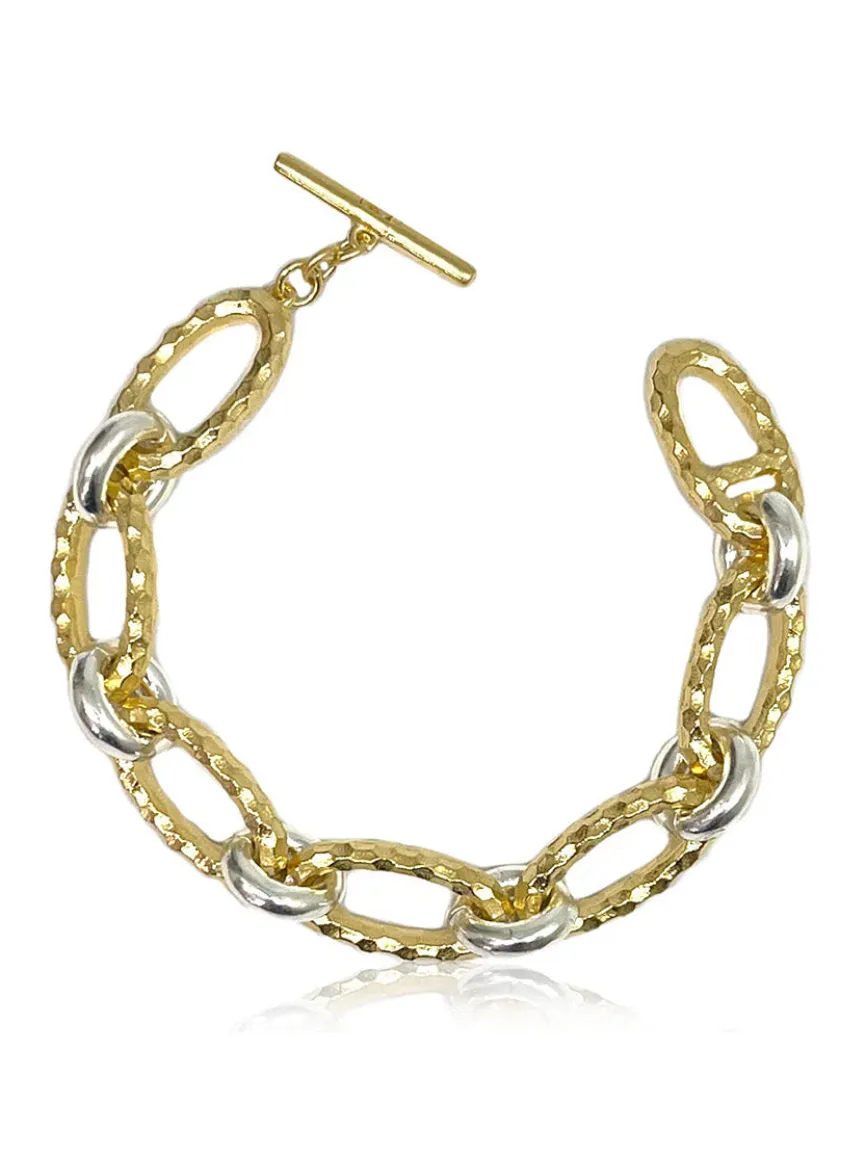 Tat2 Designs Ravelle Hammered Chain Bracelet in Gold Two-Tone
