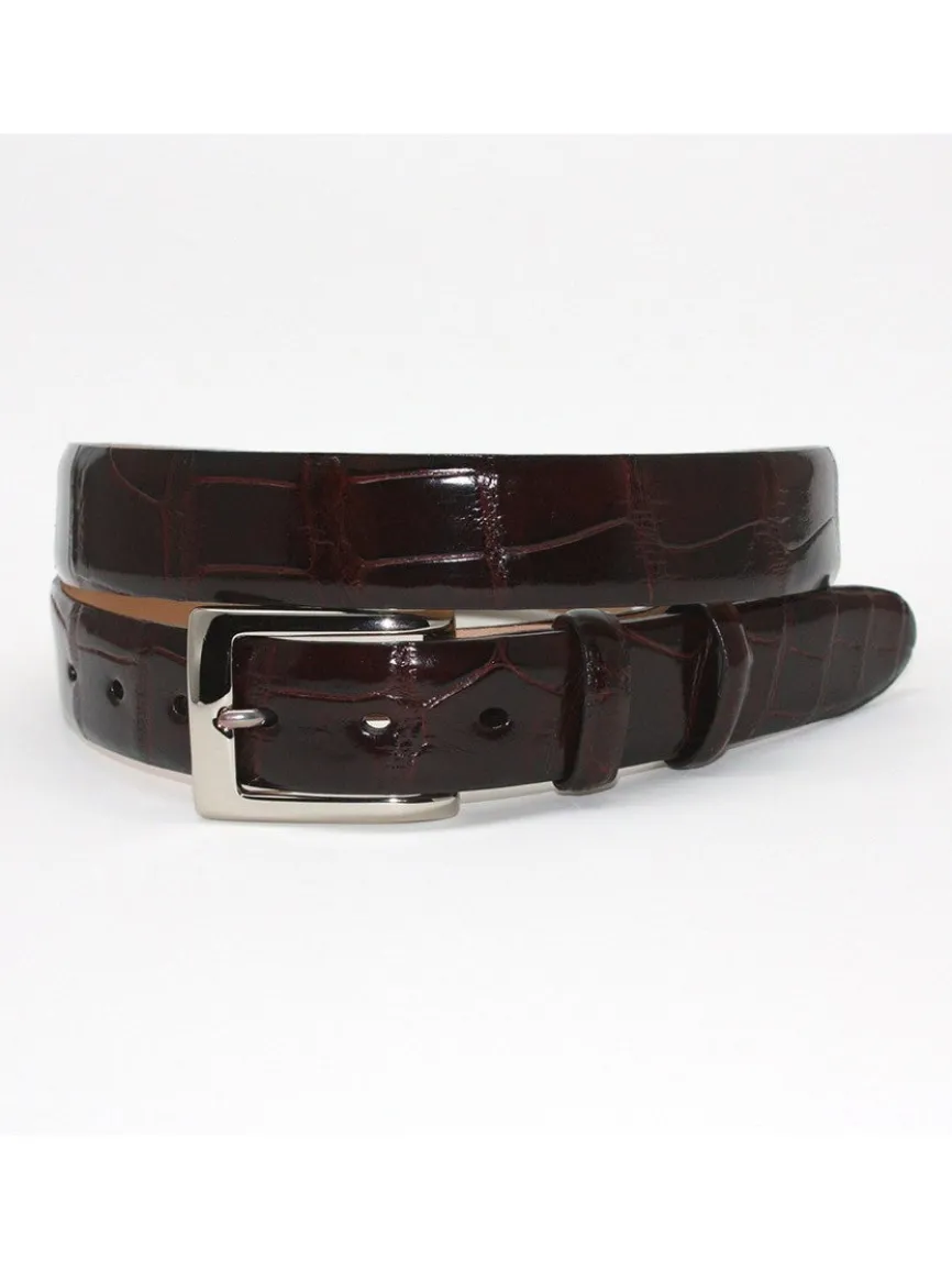 Torino Leather American Alligator Skin Belt in Brown