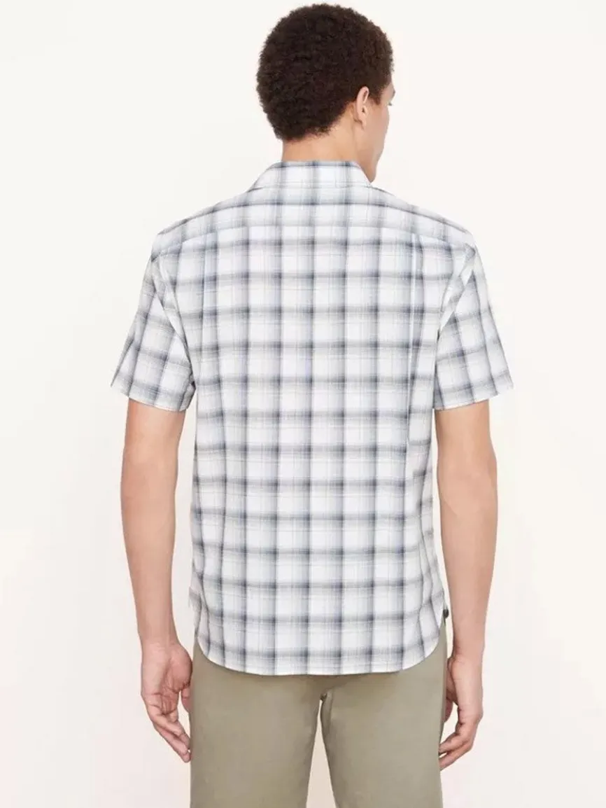 Vince Atwater Plaid Short Sleeve Shirt in Celery