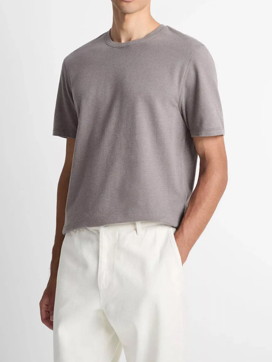Vince Birdseye Jacquard Pima Cotton T-Shirt in Smoke