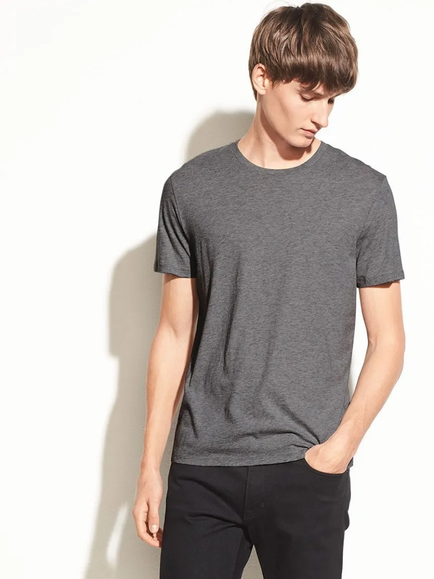 Vince Crew Neck T-Shirt in Heather Carbon