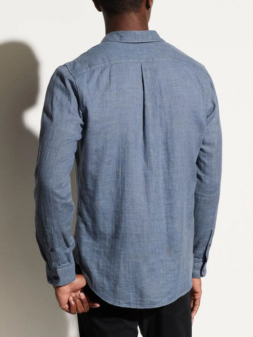 Vince Double Face Long Sleeve Sport Shirt in Chambray