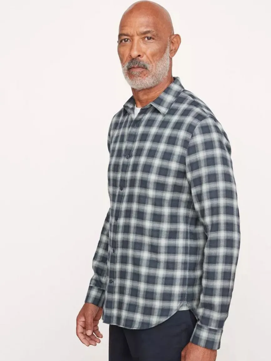 Vince Glen Oak Plaid Long Sleeve Shirt in Deep Seaweed