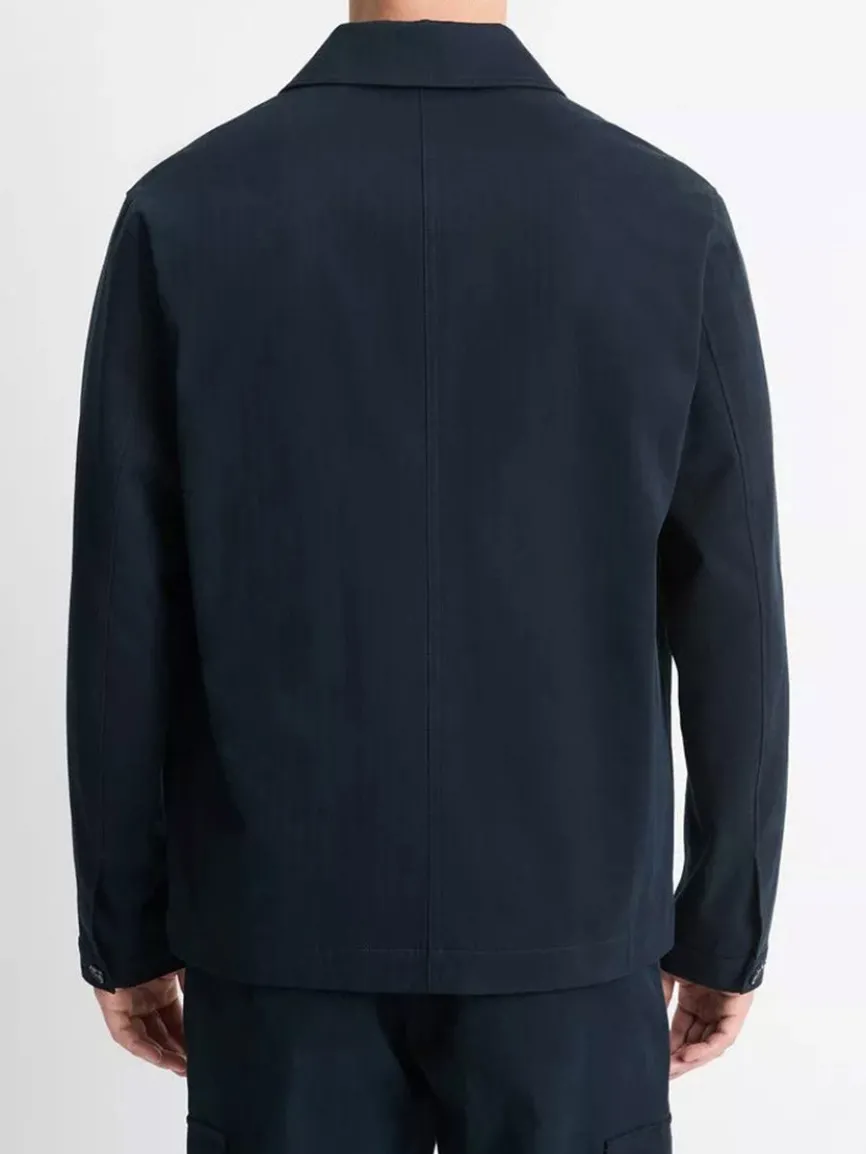 Vince Herringbone Cotton Chore Jacket in Coastal