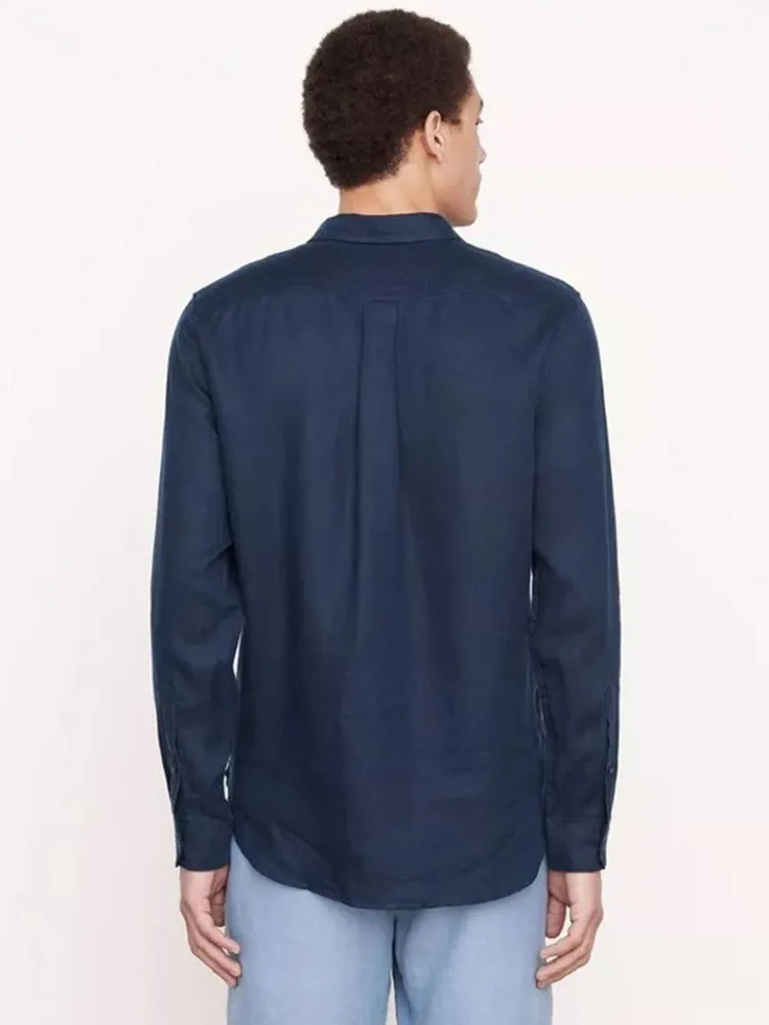 Vince Linen Long Sleeve Shirt in Coastal