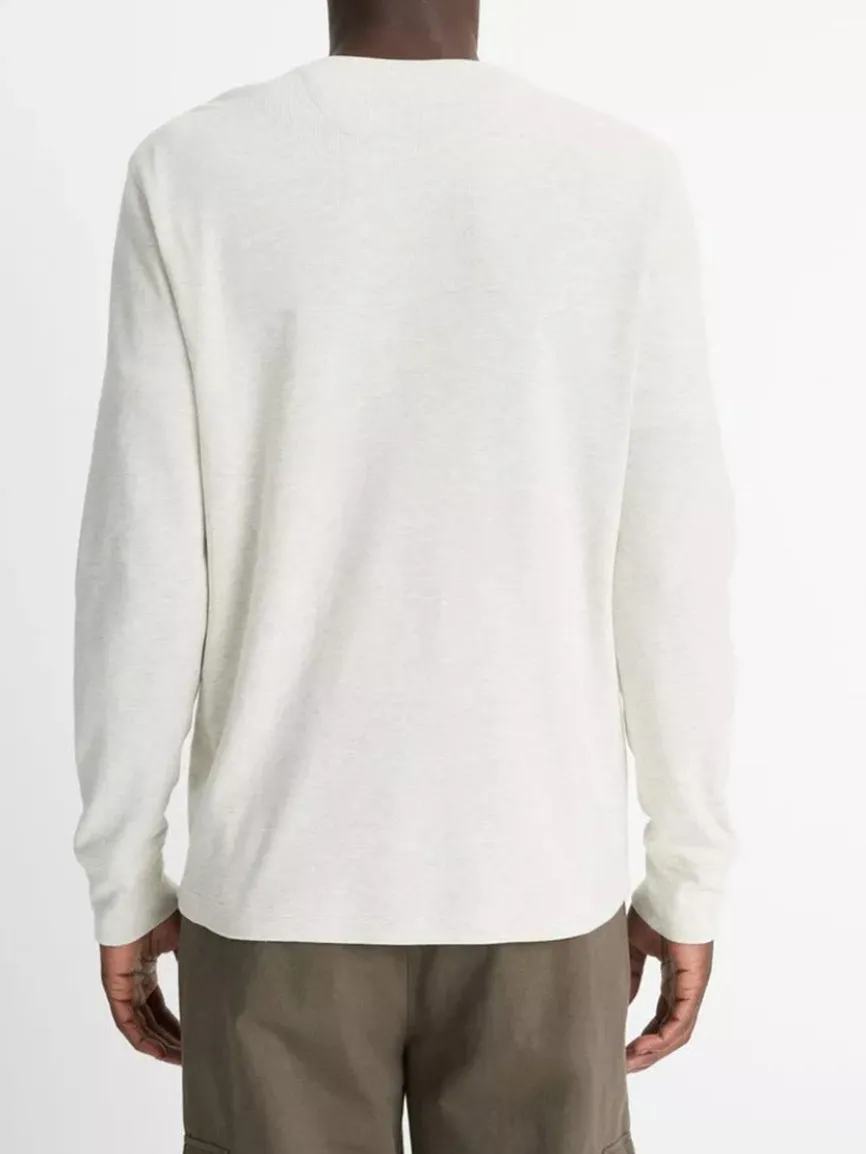Vince Pima Cotton Waffle Henley in Heather Baja Sand