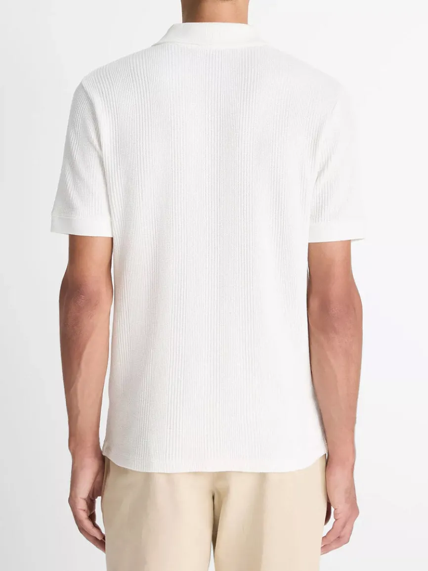 Vince Variegated Pima Cotton Polo Shirt in Off White