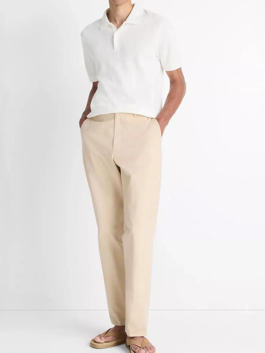 Vince Variegated Pima Cotton Polo Shirt in Off White