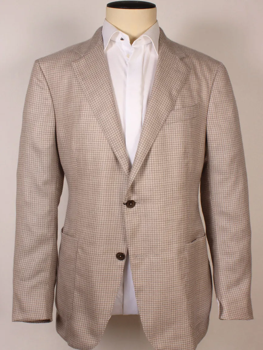 Zegna Cream Houndstooth Cashmere Blend Sport Jacket