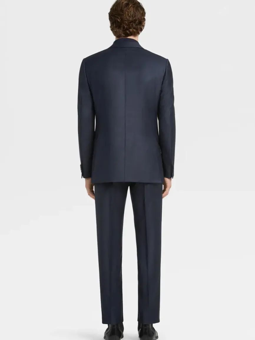 Zegna Navy Blue Milano Trofeo™ Wool Suit in Pinpoint Pattern