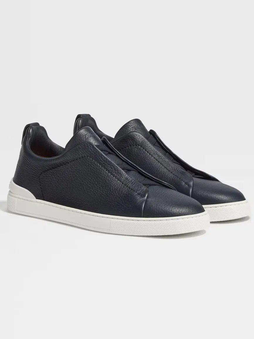 Zegna Navy Deerskin Triple Stitch™ Sneakers