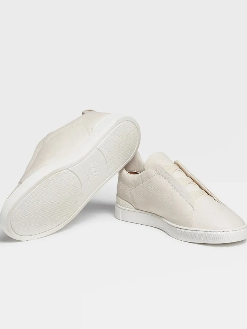 Zegna Off White Deerskin Triple Stitch™ Sneakers