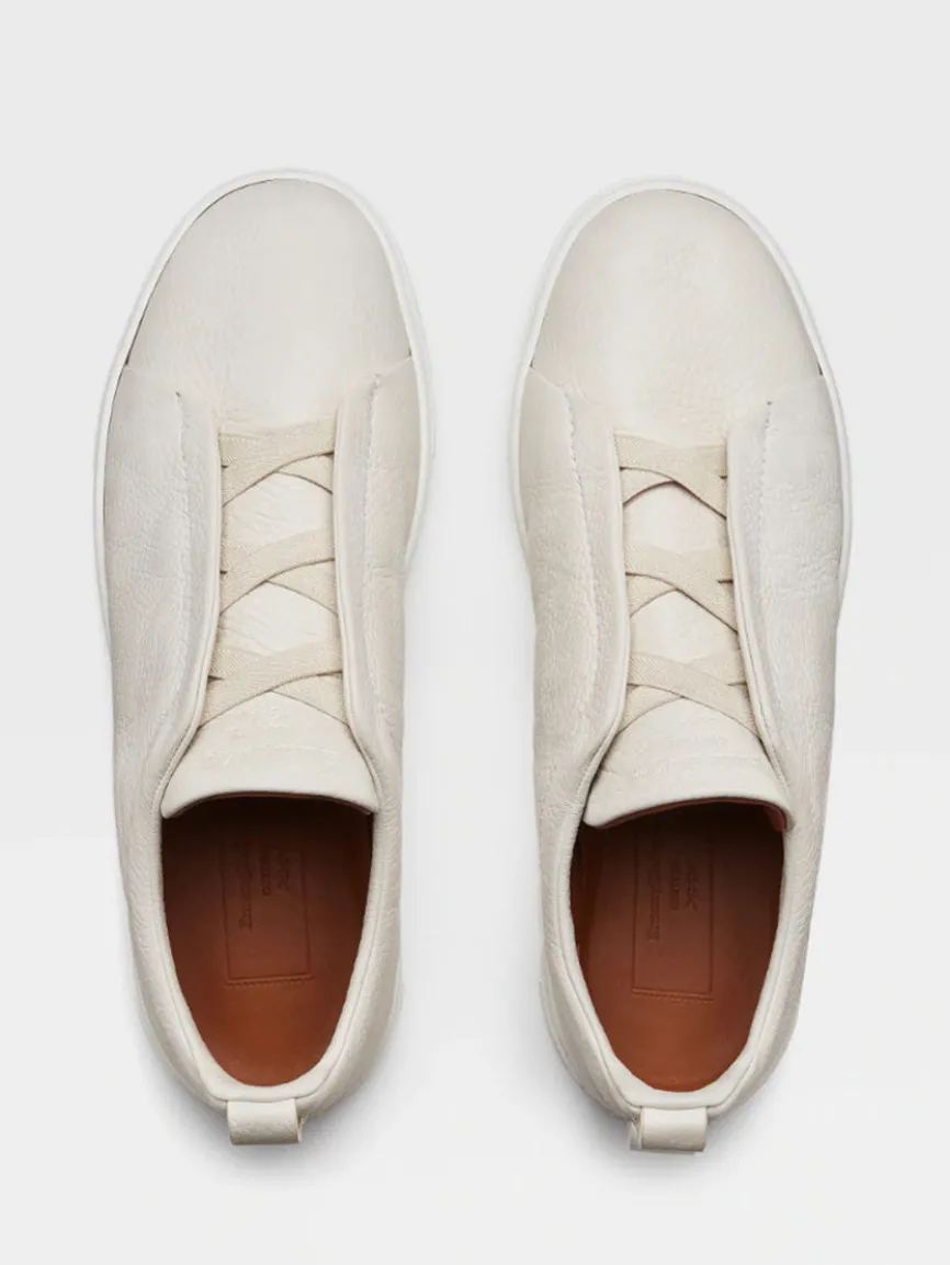 Zegna Off White Deerskin Triple Stitch™ Sneakers