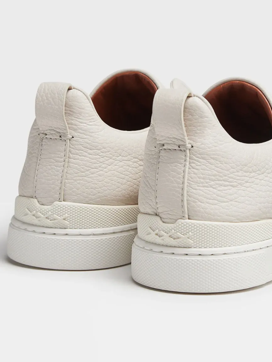 Zegna Off White Deerskin Triple Stitch™ Sneakers