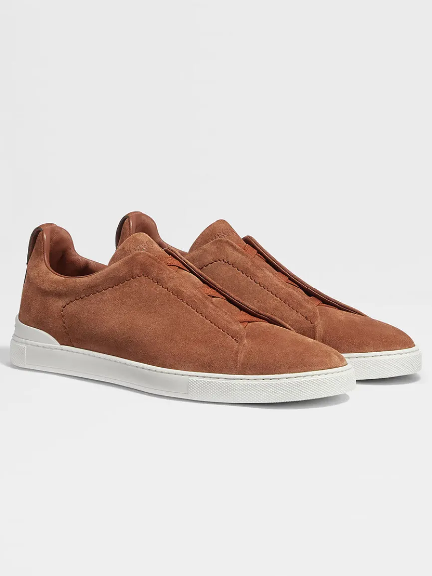 Zegna Tobacco Suede Triple Stitch™ Sneakers