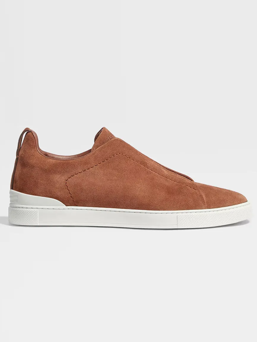 Zegna Tobacco Suede Triple Stitch™ Sneakers