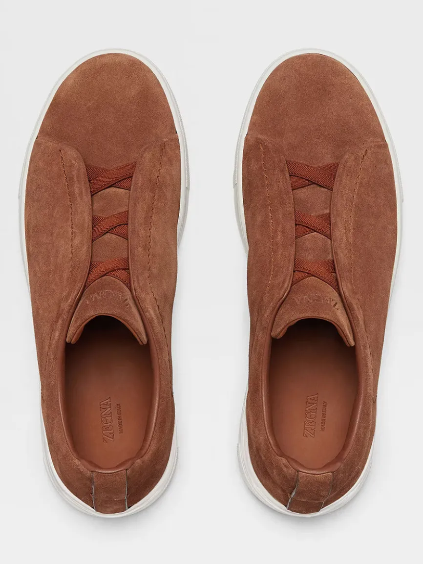 Zegna Tobacco Suede Triple Stitch™ Sneakers