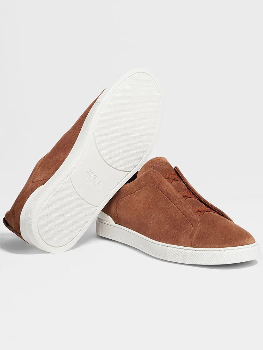 Zegna Tobacco Suede Triple Stitch™ Sneakers